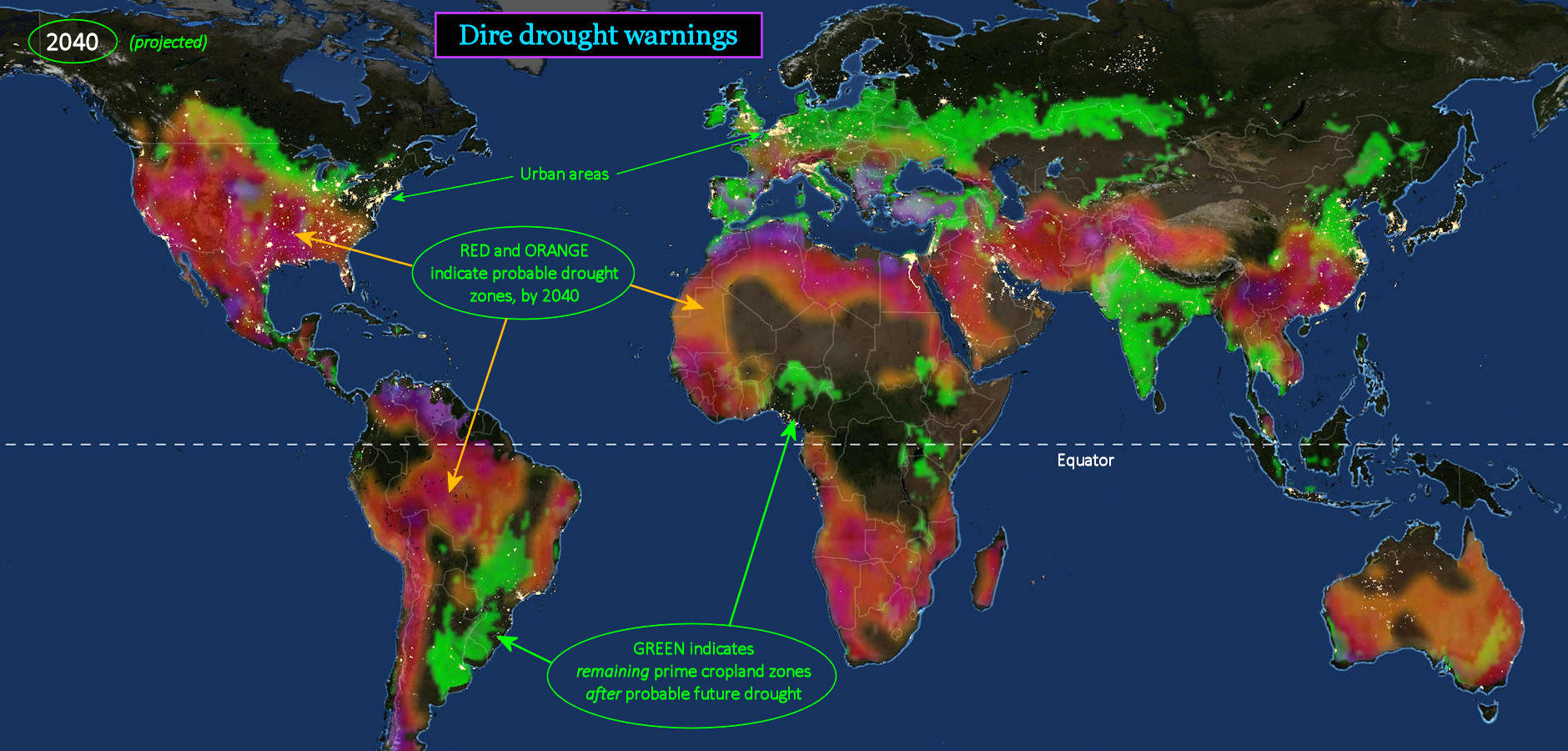 Global drought forecast, 2050 map
